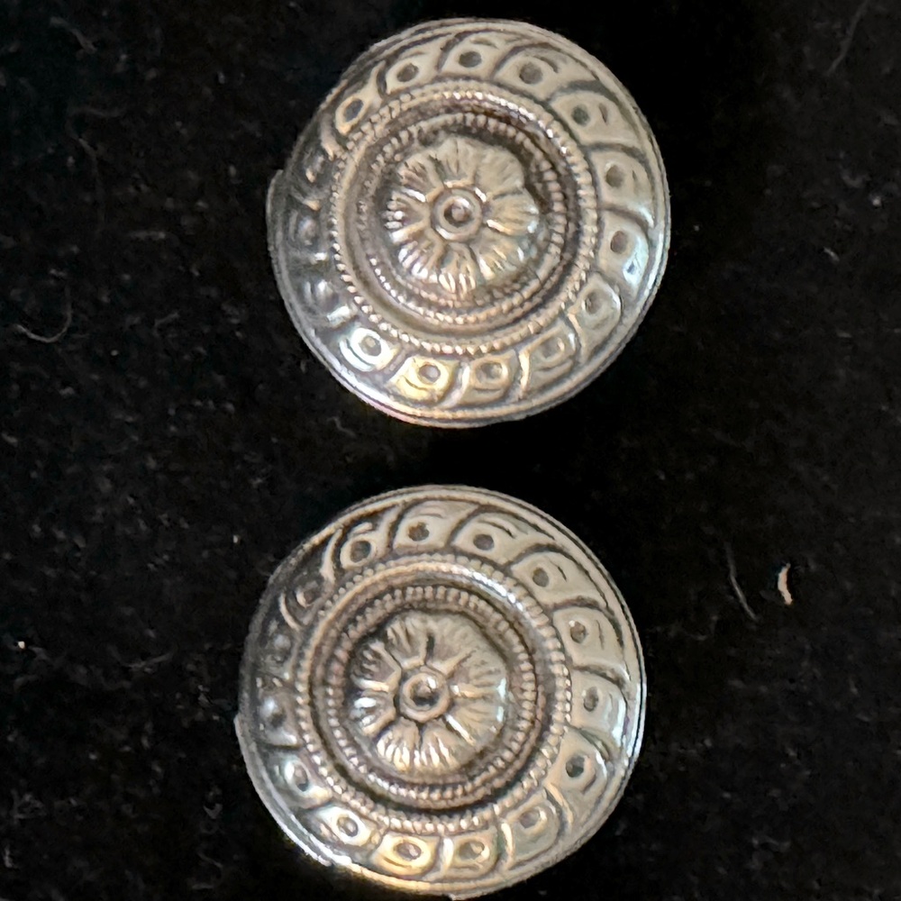 Silver tone Large round earrings.